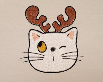 Kitty With Antlers machine embroidery design