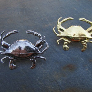 Crab Pin's Brooch, Silver-plated or Gilded Brass, Crustacean Brooch, Art Nouveau Original Crab Brooch, Sea Animals, Brooch for Children