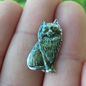 Broche Vintage Chat En Métal Argenté - 45x45 Mm, Alliage, Occasion