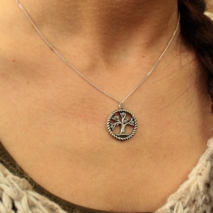 Tree of Life Necklace, Silver-plated Brass Tree of Life Pendant and Sterling Silver Chain, Celtic Mythology Pendant