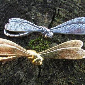 Art Nouveau Dragonfly Silver-plated or gilded Brass, Insect Brooch, Fairy Dragonfly, Darner Pin's Brooch, Wedding Dragonfly Silver Brooch