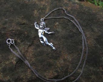 Zilveren koperen engel hanger, sterling zilveren ketting, engel hanger, cherubijn, engel ketting