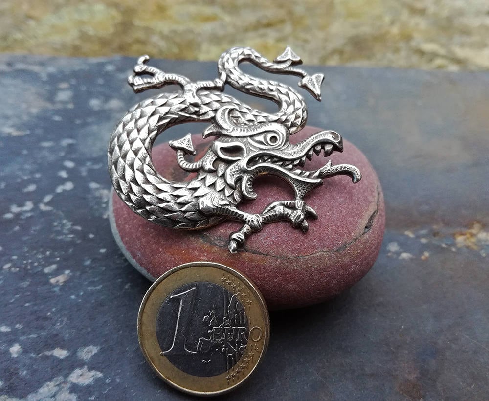 Broche Ancienne En Argent 925 – Duo D’hommes Assoupis – Style Ethnique Humoristique