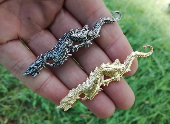 Medieval Dragon Pin s Brooch Silver plated or Gilded Brass