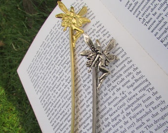 Fairy Bookmark, silver plated or gilded Brass, elfish bookmark, accessory for books and readers, magical bookmark, elegant bookmark