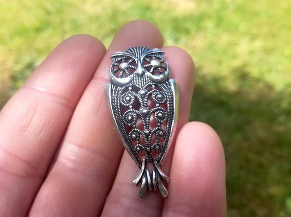 Broche Hibou/chouette Argentée Avec Strass - Métal Et Cristal, Neuf Sans Emballage