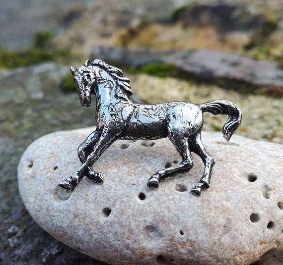Horse Brooch Pins Lapel Pin Children Brooch Etched and Silver