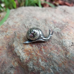Snail Pin Brooch, Silver Plated Brass, Tiny Cute Snail Brooch
