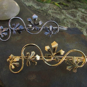 Horse Chestnut Leaves Safety Pin, Elegant Art Nouveau Brooch, Silver-plated or Gilded Brass Accessory for Hats and Scarfs Decoration