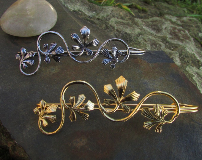Broche Feuilles Doré Et Argenté - Occasion - Sans Marque