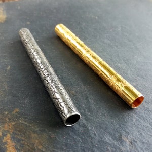 Tubo de latón grabado y bañado en plata o oro, grabado, accesorio para rapé