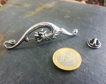 Collier Châtelaine Victorien Dragon Griffon En Argent Sterling - Antiquité, Occasion
