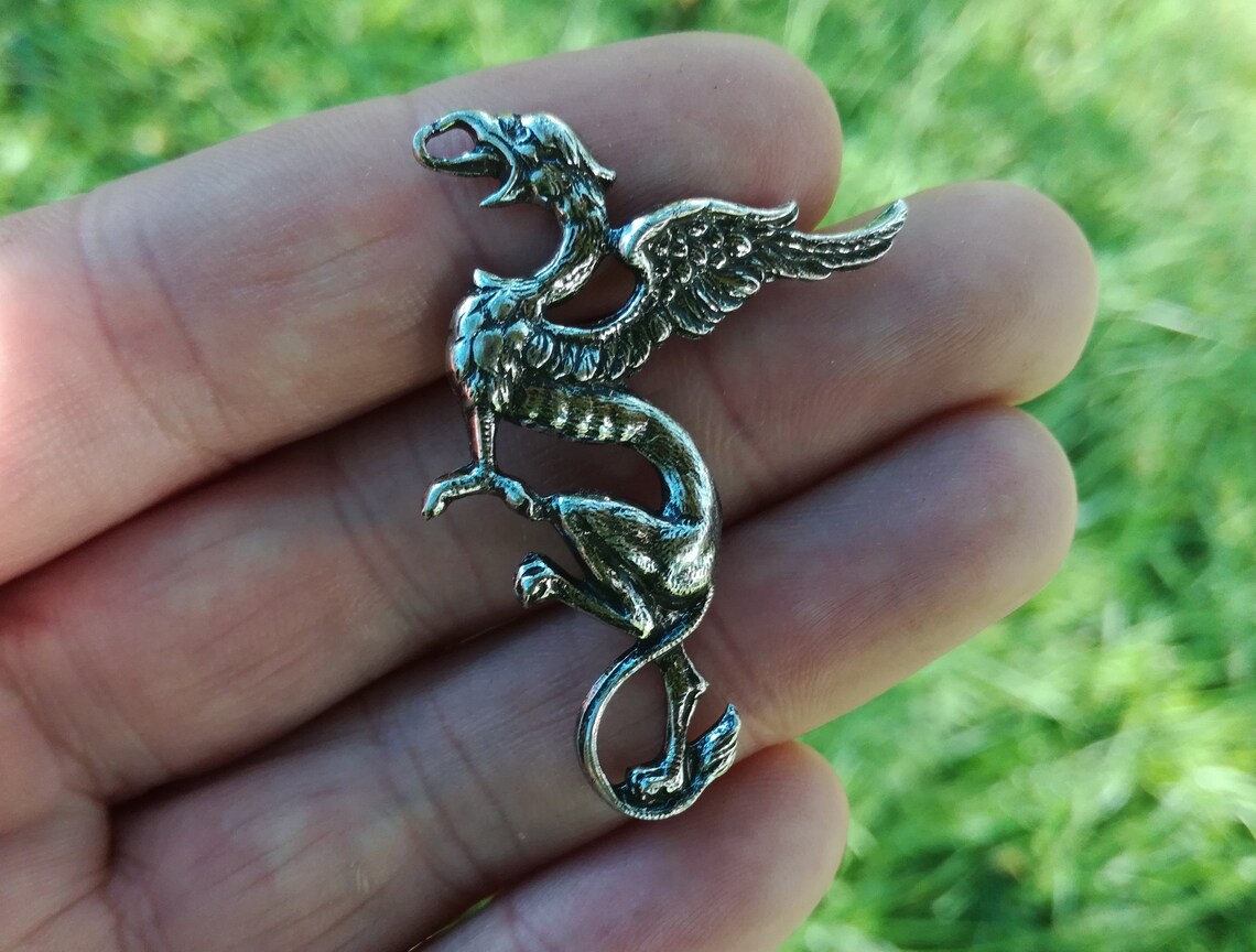 Broche Vintage Griffon & Renne - Métal Doré, Années 1970 - Occasion Très Originale