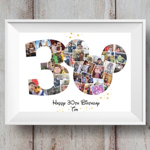 Disney Minnie Mickey milestone Birthday Photo Montage 30th/40th/50th/60th/70th/80th