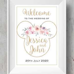 Personalised Welcome Sign_Disney Minnie/Mickey Mouse Floral