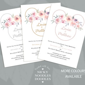 Minnie inspired Floral Wedding stationery