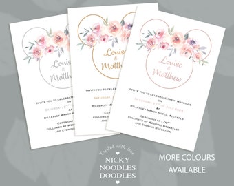 Minnie inspired Floral Wedding stationery