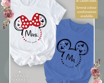 Mr and Mrs Just Married Disney 2024 t shirts / wedding /  holiday
