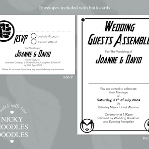 Comic Book Superhero Wedding Day Invites RSVP with Envelopes