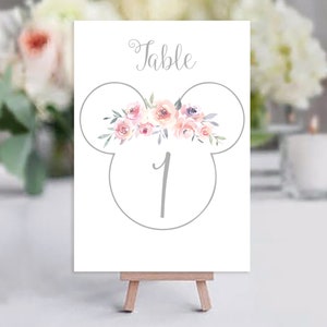 Disney Minnie/Mickey Mouse Floral A6 Tischnummer Karten