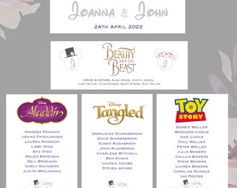 Personalised Film Logo Table seating Plan Cards