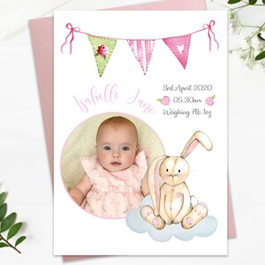 10 x Cartes d’annonce de naissance de bébé fille avec enveloppes
