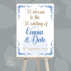 Fairytale couples castle Themed Personalised Welcome Sign