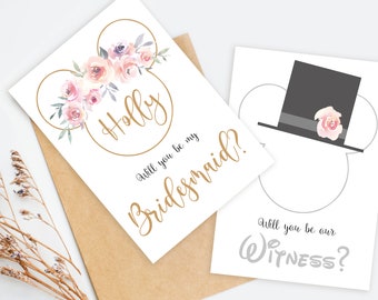 Disney Inspired 'Will you be my' Bridesmaid, Flower girl, Page Boy, Witness, Matron of Honour, Usher, Best Man A6 cards with envelopes