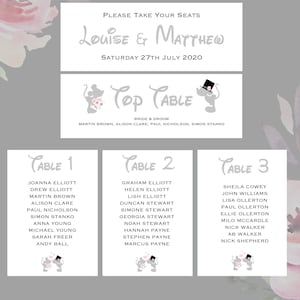 Personalised Table seating Plan Cards_Disney Minnie/Mickey Mouse Kissing