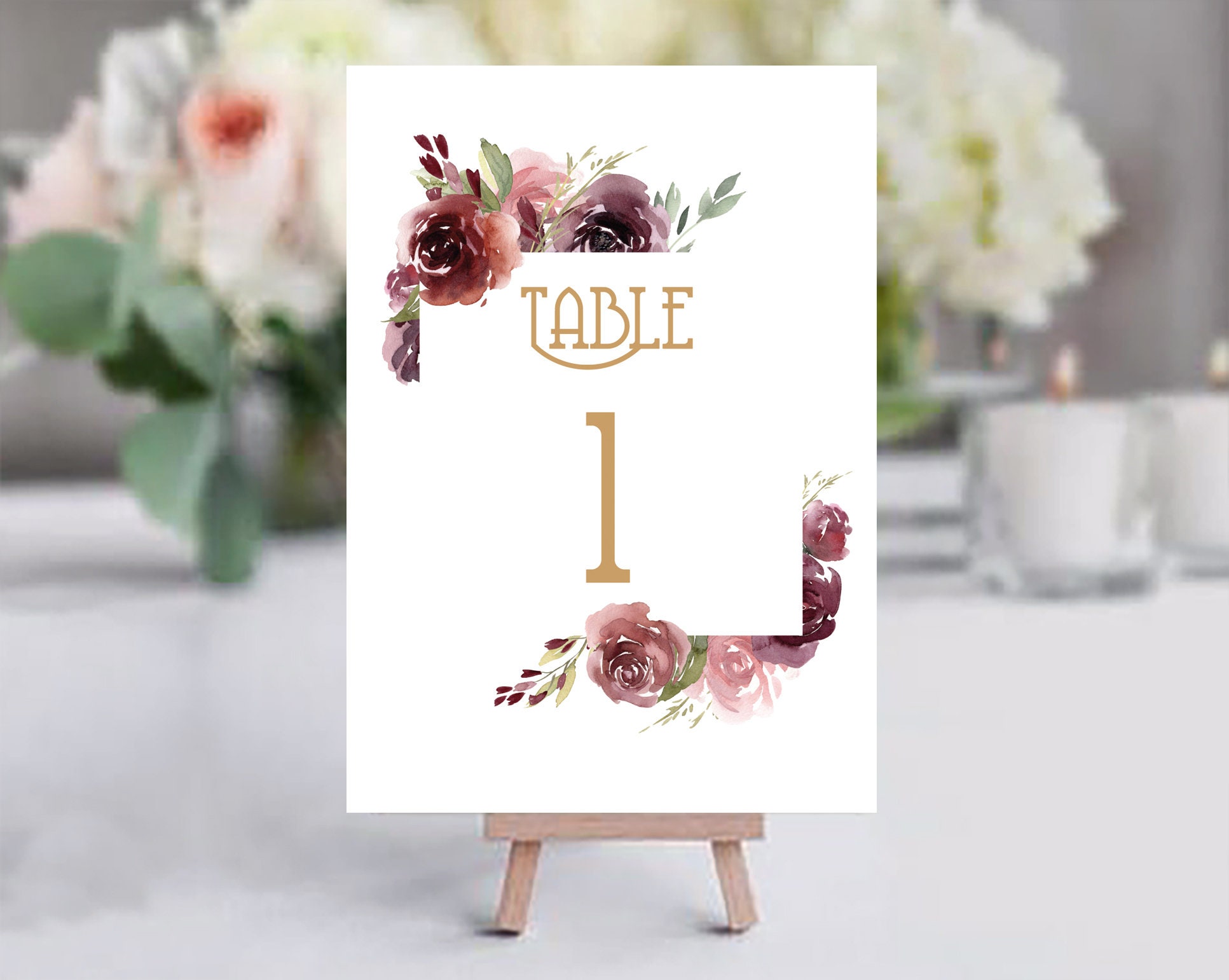 Greenery Wreath Wedding Table number cards A6 price per card 
