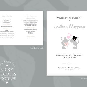Order of Service card_Personalised Disney Minnie/Mickey Mouse Kissing Wedding