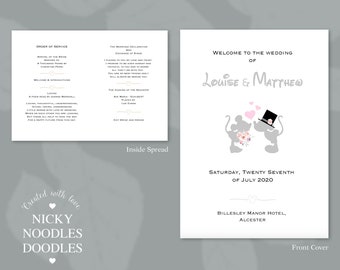Order of Service card_Personalised Disney Minnie/Mickey Mouse Kissing Wedding