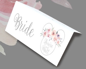 8 x Personalised Place settings_Disney Minnie/Mickey Mouse Floral Wedding