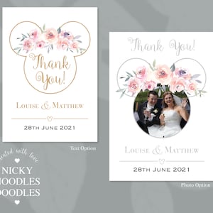 10 x Personalised A6 Thank you cards with Envelopes_Disney Minnie Floral