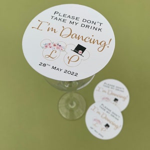 Personalised drink cover Cards.  Set of 8. Please don't take my Drink, I'm dancing!