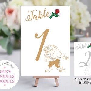 Personaggi La Bella e la Bestia_ Tavola A6 Carte numerate