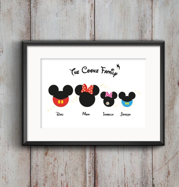 Personalised Mickey Mouse Print Custom Word Wall Art Birthday