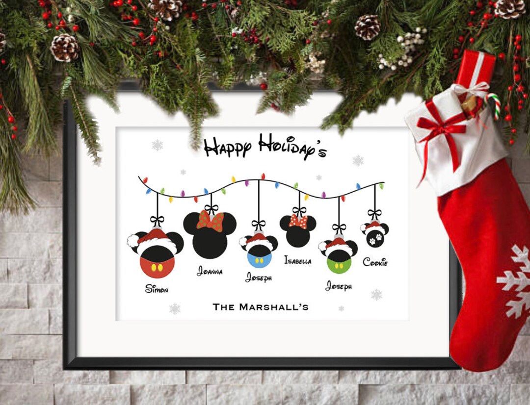 Personalised Disney Family Holidays Christmas Print - Etsy Israel personalised-disney-family-holidays-christmas-print-etsy-israel