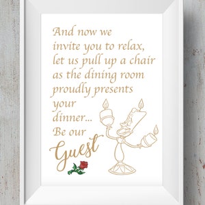 Be Our Guest Luminiere Dinner Announcement sign image 1