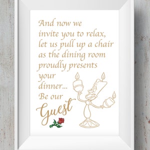 FILE DIGITALE - Cartello annuncio cena Luminiere Be Our Guest