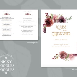Order of Service card_Burgundy Deco Floral