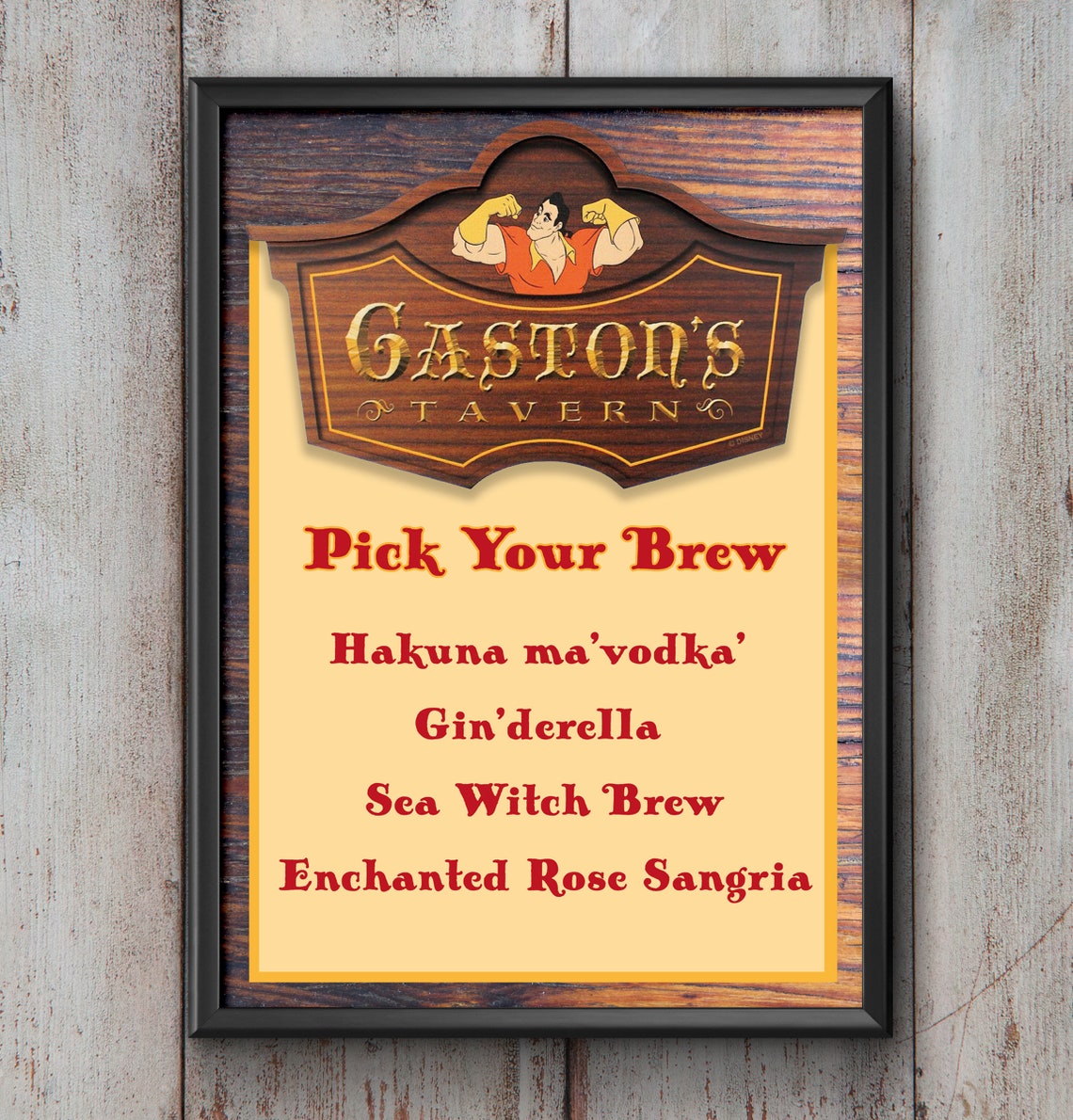 Gaston's Bar Tavern Announcement Menu sign | Etsy