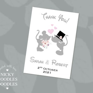 10 x Tarjetas de agradecimiento personalizadas A6 con Envelopes_Disney Kiss