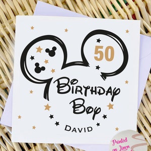 Tarjeta de cumpleaños de Disney Mickey Milestone_18, 21, 30, 40, 50, 60, 70 _Personalizado_145x145mm