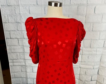 Red Puffed Sleeve Dress