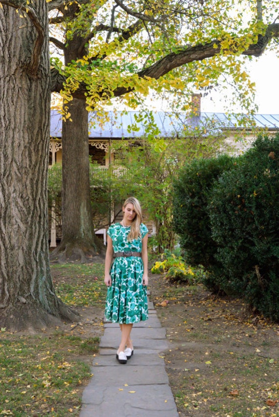 Green Roses Cotton Dress