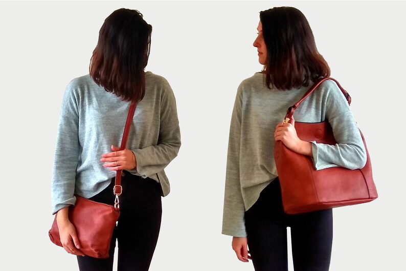 Large Shoulder Bag Large Vegan Bag Bag for Work Tote Bag with a Clutch Vegan Leather Bag Blue Bucket Bag Hobo Bag Vegan Bag Gift