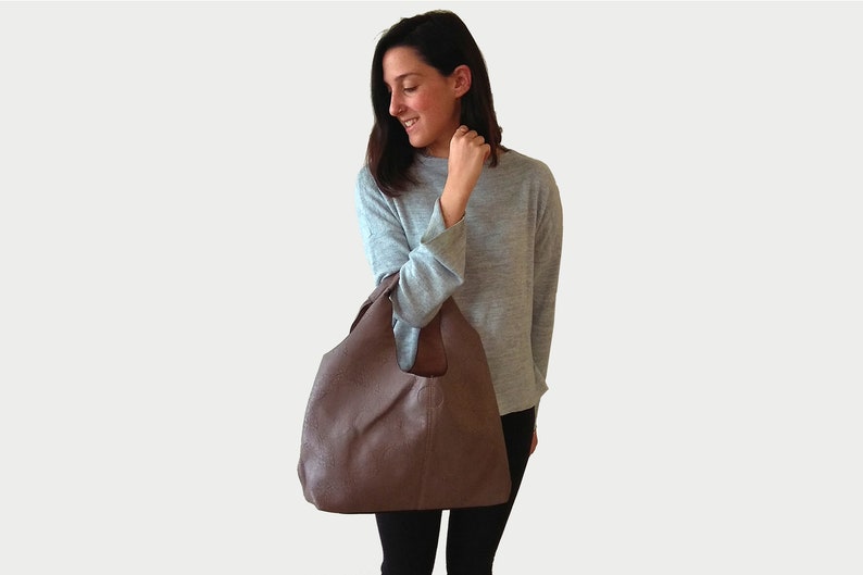 Gray shoulder bag Shoulder tote Large tote bag with a clutch Bag for work Vegan leather bag Eco friendly tote Minimalist boho bag