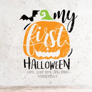 My 1st halloween SVG File DXF Silhouette Print Vinyl Cricut Cutting T shirt Design Download First Halloween SVG, Halloween svg, Pumpkin Svg