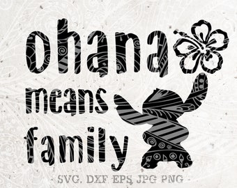 Ohana は家族を意味する SVG ハワイ語の引用文と、Sillhouette または